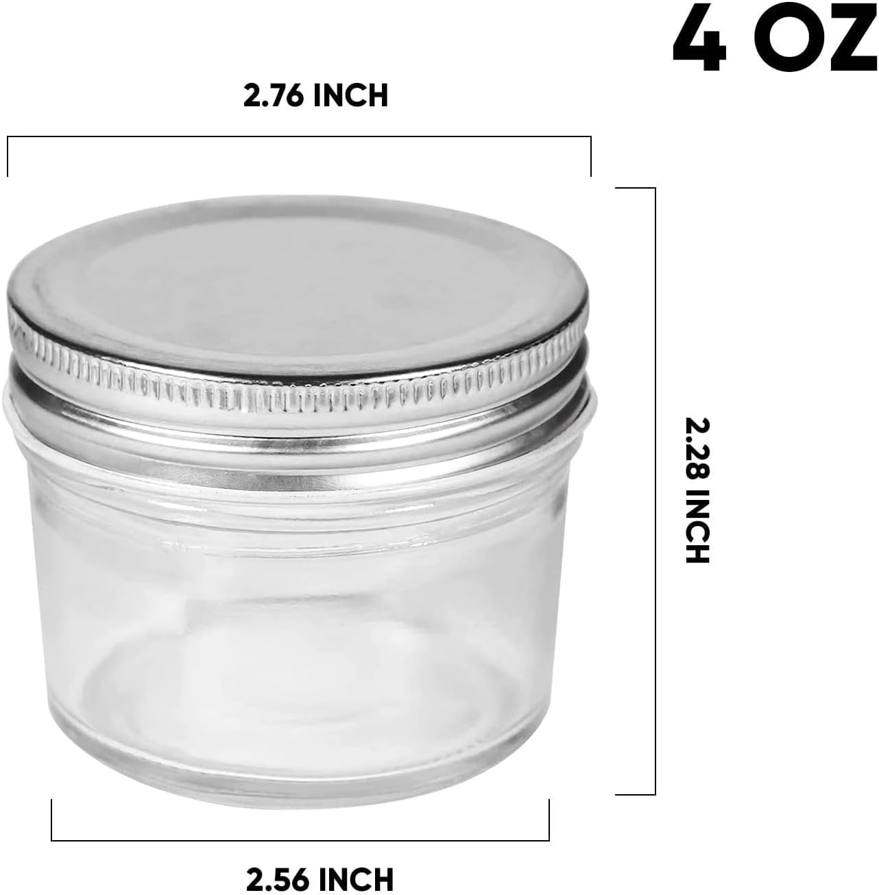 Accguan 4oz Glass Jars With Lids(Silver),Mason Jars,Ideal For Honey,Jam,Wedding Favor,DIY Magnetic Mini Spice Jars For Kitchen,Set of 40
